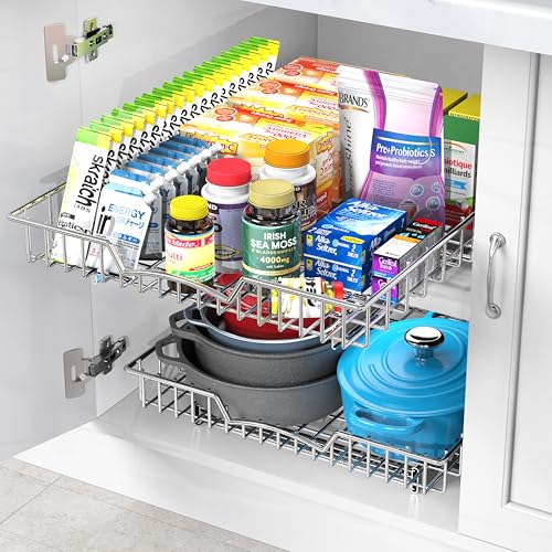 Simple Houseware Under Cabinet Pull Out Sliding Shelf Drawer, 21Dx17W | for Kitchen Organizer - size: 21" D x 17" W
