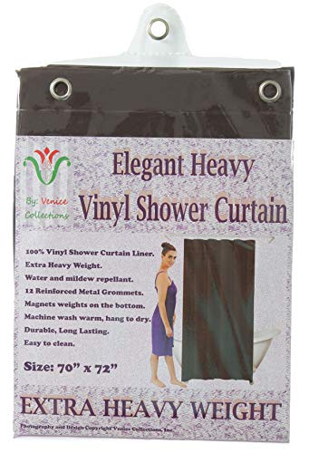 Venice Elegant Home Heavy Duty Vinyl Shower Curtain Liner with 12 Metal Grommets Dark Brown - color: Dark Brown
