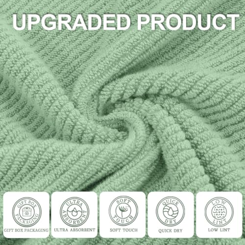 VOOVA & MOVAS 3PC Towel Set, 100% Cotton, Mint Green | 1 Large Bath 30x56 In, 1 Hand 18x28 In, 1 Wash Cloth 13x13 In, Quick Dry, Soft, Thick, Bathroom Essentials - color: Mint Green, size: 3 PC Bathroom Towel Set