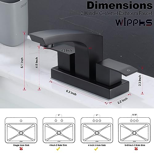 Centerset Bathroom Faucet Stainless Steel Matte Black 4 inch 2 Hole | Sink Faucet Bathroom with Pop Up Drain and cUPC Supply Hose, 2 Handle 4 inch Center-set Bathroom Sink Faucet Black - color: Matte Black, size: 4 Inch Centerset