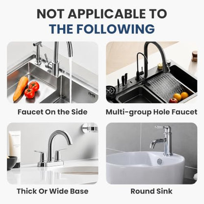 Faucet Splash Guard Mat for Kitchen Sink, Gray & Black, Set of 2 | TPR Drain Pad, Adjustable Center Hole, Self-Draining, Non-Slip, Fits 1.5"–2.5" Base