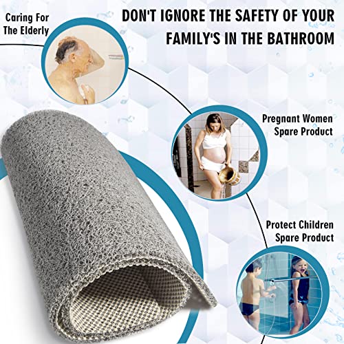 godehone Shower Mats Non Slip Without Suction Cups, PVC Loofah Bathroom Mats, Loofah Mats for Shower and Bathroom, Quick Drying, 23.6× 47.2 Inch, Grey - color: Grey, size: 47.2" x 23.6" (Rectangular)