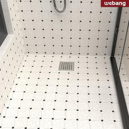 4 Inch Square Shower Drain Nickel Floor Drain with Flange Square Holes Pattern Cover Grate Removable SUS304 Stainless Steel Watermark&CUPC Certified Brushed Nickel - color: Brushed Nickel, size: 4 Inch