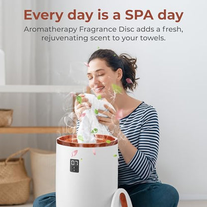 SereneLife Towel Warmer Bucket Style – Portable Blanket Heater with Fragrant Disc Holder, LED Display and Adjustable Timer, Holds 2 Large Towels, Auto Shut-Off, Bathroom Towel Warmer (Cherry) - color: Cherry