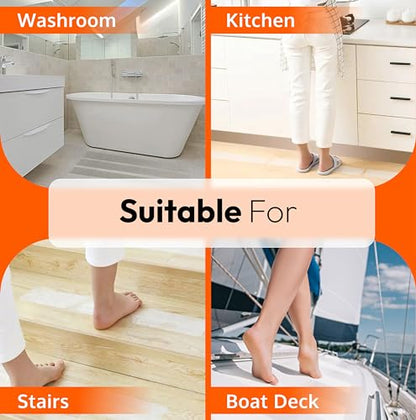 Clear Grip Tape for Stairs, Waterproof Anti-Slip Treads for Wooden Steps | 5 Pack, 6 x 24 Inches, Precut Design, Concrete Step Use, Heavy-Duty Adhesive, Works On All Surfaces, All-Weather Use - size: Clear, style: 5 Pack