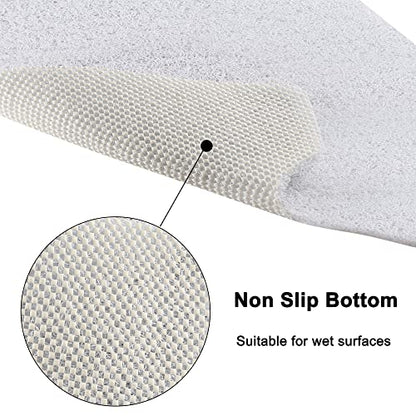 Leotruny Bath Tub Shower Mat 40 x 16 Inch Non Slip Soft PVC Loofah | Bathtub Mats for Bathroom - color: C03-white
