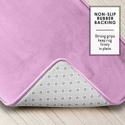 Clara Clark 3 Piece Bathroom Rugs Bath Mat Set, Velvet Memory Foam Bath Mats for Bathroom - Non-Slip, PVC Backing Bath Rugs, Washable - Dries Quickly, Lavender - color: Lavender Dream