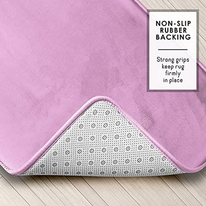 Clara Clark 3 Piece Bathroom Rugs Bath Mat Set, Velvet Memory Foam Bath Mats for Bathroom - Non-Slip, PVC Backing Bath Rugs, Washable - Dries Quickly, Lavender - color: Lavender Dream