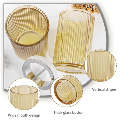 Toothbrush Holders for Bathrooms, 2pcs Glass Toothbrush Holder, 12oz Bathroom Tumbler and Mouthwash Cup, Tooth Brush and Toothpaste Organizer for Bathroom Vanity Countertop (Amber Silver) - color: Amber Silver