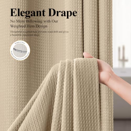 Stall 3 in 1 Waffle Shower Curtain Set with Liner 36 x 72 Beige | Narrow Half Size, Waterproof Clear PEVA Liner, 256GSM Heavy Duty Fabric, Hotel Luxury Shower Curtains for Bathroom, 6 Hooks - color: Beige, size: 36"W x 72"L (Pack of 1)