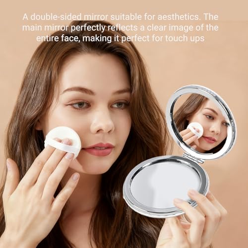 Portable Makeup Mirror Double-Sided - 1 Pcs Daily Beauty Tool, Purse Accessory - color: Circle