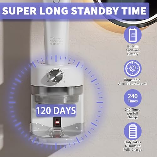 Automatic Toothpaste Dispenser, Wall Mounted Electric Toothpaste Dispenser for Kids and Adults,Toothpaste Squeezer with Adjustable Toothpaste Dispensing Volume for Bathroom - color: White