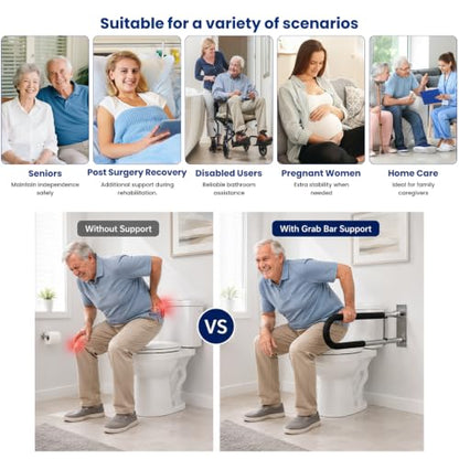 Handicap Grab Bars Rails 23.6 Inch Toilet Handrails Bathroom Safety Bar Toilet Support Rail Handicapped Handrail Accessories for Seniors Elderly (23.6inch) - size: 1 Count (Pack of 1)
