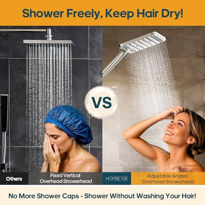 High Pressure Rain Shower Head with Handheld Combo, 10 Inch Square Rainfall Showerhead, Adjustable Slide Bar Dual Shower System, 3 Spray Modes, 59" Stainless Steel Hose, Brushed Nickel - color: Brushed Nickel, style: Basic
