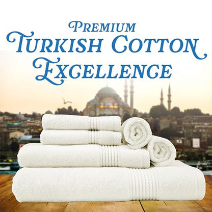 East'N Blue Lara Premium Bath Towel Set 6 Piece - Soft & Highly Absorbent Bathroom Towel Set, 100% Luxury Turkish Cotton, Flannel Bath Towels, 1 Bath Towel, 1 Hand Towel, 4 Washcloths - Creme - color: Cream, size: 1 Bath Towel, 1 Hand Towel, 4 Wash Cloths
