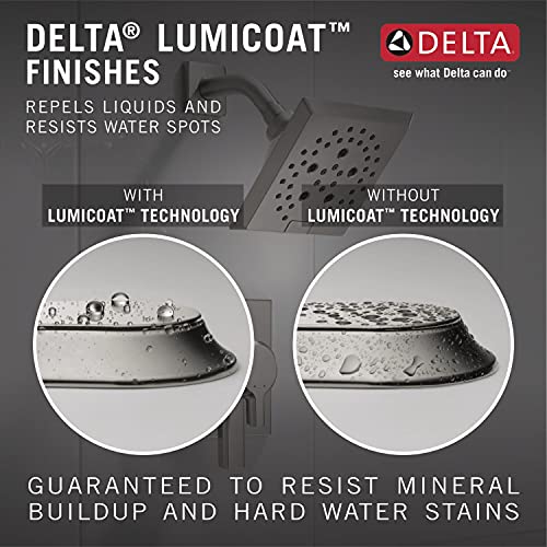 Delta Brushed Nickel Square Rain Shower Head, 12 Inch Metal Large Shower Head Rainfall, Overhead Rain Showerhead, 2.5 GPM Flow Rate, Lumicoat Stainless 52159-SS-PR25 - color: Stainless