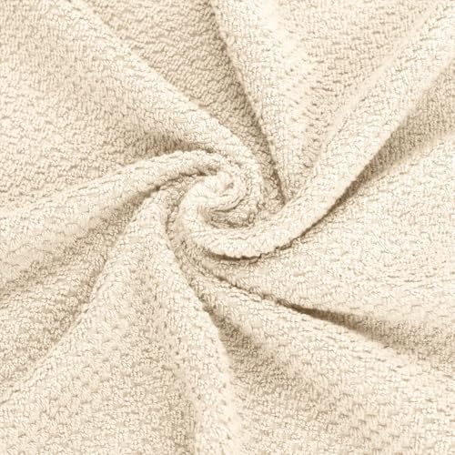Feather & Stitch 100% Cotton 625 GSM Bath Towel Set of 6, Ultra Soft Highly Absorbent 2 Bath Towels, 2 Hand Towels & 2 Washcloth - Luxury Quick Dry Shower Towels (Ivory) - color: Ivory