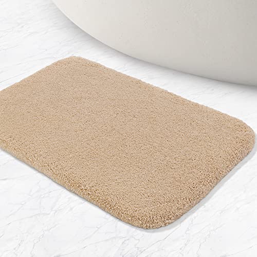 VANZAVANZU Bath Mats Non Slip Ultra Soft Absorbant Microfiber Fluffy Thick Bathroom Rugs Machine Washable (16"x24", Beige) - color: Beige, size: 16"x24"