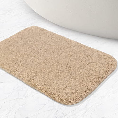 VANZAVANZU Bath Mats Non Slip Ultra Soft Absorbant Microfiber Fluffy Thick Bathroom Rugs Machine Washable (16"x24", Beige) - color: Beige, size: 16"x24"