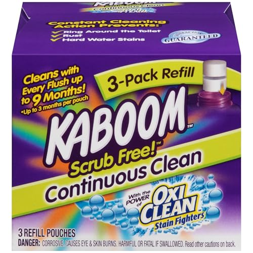 Kaboom Scrub Free! Continuous Clean with OxiClean, 3-Pack Refill | Continuous Toilet Bowl Cleaner, Scrub Free, Safe for Septic Systems - style: Continuous Clean Refills