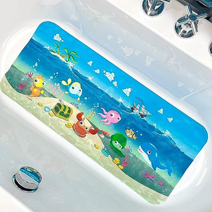 Cute Cartoon Non-Slip Bath Mat for Tub - Anti-Slip Kids Bathtub Mat, Slip-Resistant Shower Mat for Bathroom Safety, 35 X 15.3 Inch, Easy to Clean (Ships) - color: Ships