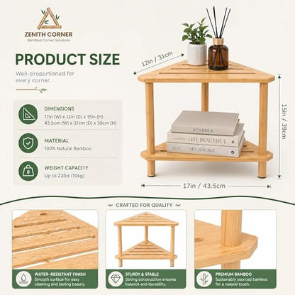 Corner Shower Stool, Shower Foot Rest For Shaving Legs, Bamboo Shower Bench | Double-Layer Waterproof And Stable Shower Stool With Storage Function, Suitable For Bathroom, Living Room, And Bedroom