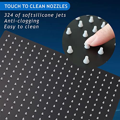 Voolan Oversize Rain Shower Head - High Flow Square Rainfall Showerhead - Waterfall Full Body Coverage - Universal Ceiling or Wall Mount (16 Inch, Matte Black) - color: Matte Black, size: 16 Inch