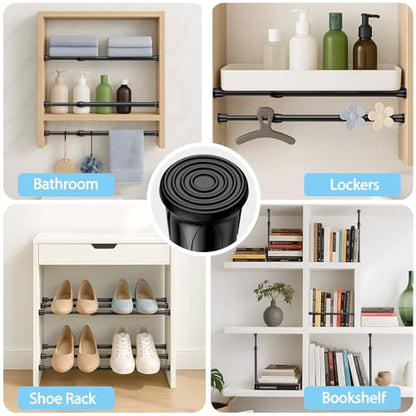 Spring Tension Curtain Rod Short Tension Rod (Black,12" to 19"-2Pcs) - color: Black, size: 12" to 19"-2Pcs