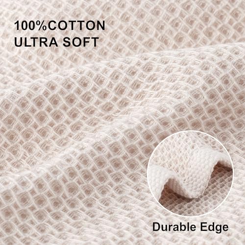 joybest Cotton Kitchen Dish Cloths, 8-Pack Waffle Weave Ultra Soft Absorbent Dish Towels Washcloths Quick Drying Dish Rags, 12x12 Inches, Beige - color: Beige, size: 12 in x 12 in