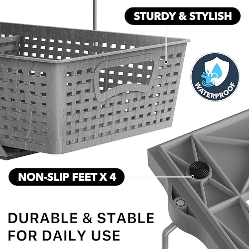 Simple Houseware 2 Tier Pull-Out Sliding Drawer Under Sink Storage, Gray | Great for Kitchen Bathroom Tray Shelf Organizer - color: Gray