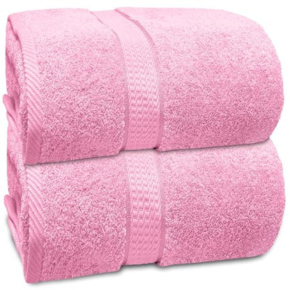 Pink Bath Sheets Extra Large (35x70 Inches), 100% Ring-Spun Cotton, 600 GSM - Super Soft, Highly Absorbent, Premium Hotel Quality Bath Towels Set of 2 - color: Pink
