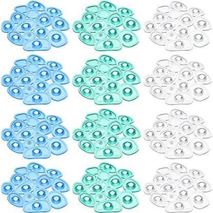 Riakrum 12 Pcs Non Slip Bathtub Stickers, Clear Anti Slip Shower Treads with Strong Suction Cups, Pebble Provides Traction Machine Washable No Residue, Safe(Green, Blue, Transparent) - color: Green, Blue, Transparent