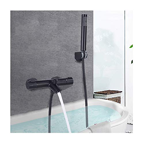 Thermostatic Bathtub Faucet with Handheld Shower Brass Black Shower System Wall Mounted Bathtub Mixer Taps for Bathroom