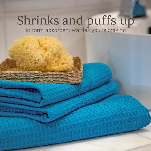 GILDEN TREE Waffle Towel Set Quick Dry Thin | 2 Bath Towels | 2 Hand Towels | 2 Washcloths, Classic Style (Aqua) - color: Aqua, size: Bath Towel Set
