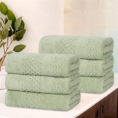 Superior Playa Zero Twist Cotton Medium Weight Towels, For Kitchen, Bathroom, Shower, Spa, Plush, Quick Dry, Ultra-Soft Towels, Bath Essentials, Waffle Textured, Absorbent Hand Towels, Set of 6, Green - color: Green, size: Hand Towel - 6PC
