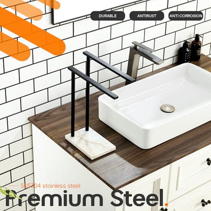 Towel Racks Matte Black Free Standing 2-Tier Hand Towel Holder for Bathroom Vanity Countertop with Thicken Steady Marble Base, Stainless Steel AN7003MB - color: Matte Black, size: 2-Bar