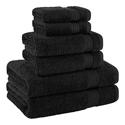 Cotton Paradise 100% Cotton Turkish Towel Set, Soft Absorbent Quick Dry, 6 Piece Towel Set, Coal Black - color: Coal Black, size: (27"x54") +( 16"x28") + (13"x13")