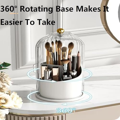 Concealed Toothbrush Holder, Covered Toothbrush Holders for Bathrooms, 360 Rotating Clear Dustproof Waterproof 3 Slots Makeup Brush Holder, Toothbrush Makeup Brush Holders with Cover。 (green1) - color: Green1