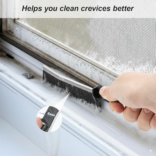 Crevice Cleaning Brushes for Deep Cleaning 4 Pack, Narrow Grout and Gap Scrub Brush Set for Shower, Tile, Sink, Kitchen, Toilet, Bathroom, Household Small Space Cleaning Tool Black
