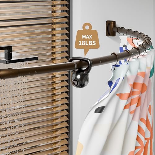 Curved Shower Curtain Rod, Need to Drill, 35-76 inches Adjustable Curved Shower Rod Rustproof Shower Rod Round Shower Curtain Rod for Bathroom, Bathtub, Stall, Stainless Steel, Bronze - color: bronze
