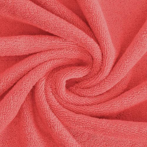 Feather & Stitch 100% Cotton Bath Towel Set of 6, 625 GSM Ultra Soft Highly Absorbent 2 Bath Towels, 2 Hand Towels & 2 Washcloth - Luxury Quick Dry Shower Towels. (Fresh Salmon) - color: Fresh Salmon