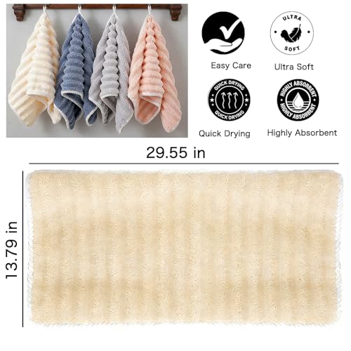 4 Pack Microfiber Bath Towels - Extra Large, Super Absorbent, Quick Dry, Plush and Fluffy, Luxury Towel Set for Bathroom, Spa, Gym, Travel - 24x12 Inches - color: White1, Gray1, Pink1, Blue1
