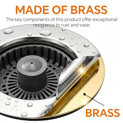 Kitchen Sink Stopper, 3 in 1 Pop Up Kitchen Sink Drain Strainer, with an Extra Basket Strainer, Sink Drain Stopper for US Standard 3-1/2 Inch, Brass Material Electroplate (Silver 2pcs) - color: Silver 2pcs