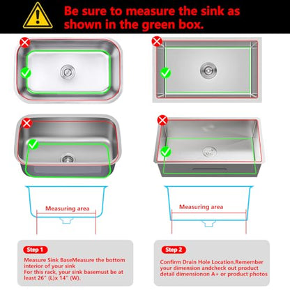Sink Protectors for Kitchen Sink 26"x 14"Center Silicone Sink Mat | Protector for sinks and dish,Withstand to 500F,Food-grade silicone,Non-slip and raised feet,Dishwasher Washing - size: 26"x14" Center
