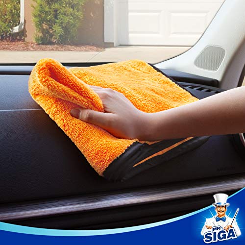 MR.SIGA Professional Microfiber Towels for Cars, Scratch Free, 6 Pack | Dual-sided car washing and detailing towels, gold, 40 x 60 cm(15.7 x 23.6 inch)