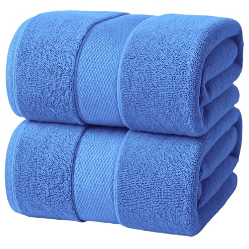 Infinitee Xclusives Jumbo Bath Sheets Towels for Adults – 600 GSM (35X70 Inches)– 100% Ring Spun Cotton, Soft and Absorbent Large Bath Towels for Bathroom - color: Eloquent Blue, size: Bath Sheets - 2 Pack