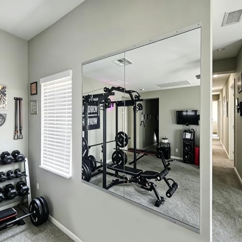 Gym Mirror 2 PCS 48 x 24 Inch (Each) | Tempered Glass Frameless,Large workout Mirror for Home Gym, Bedroom,Garage, Yoga, Dance - size: 48 x 24 Inches Each (2-Pack)
