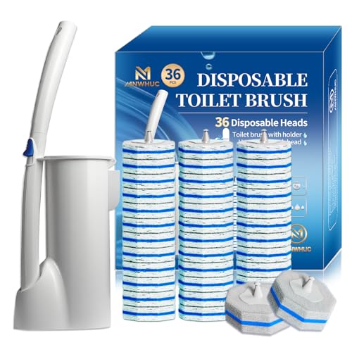 Disposable Toilet Brush,Toilet Bowl Cleaner,Wall Mounted Toilet Bowl Brush with 36 Refills for Deep Toilet Cleaning,Toilet Brush and Holder Set for Hygienic Bathroom Maintenance(White) - style: White-Toilet brush+36 refills