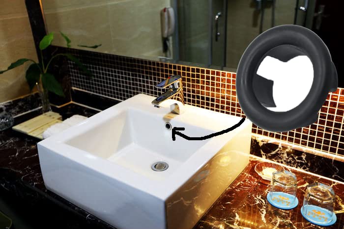 Alovexiong 4 Pack Bathroom Basin Sink Round Hole Trim Overflow Cover Rings Hole Insert in Cap Hollow Ring Triangle for Hole Diameter Replacement Ceramic Pots for Home,Sink,Bathroom,Kitchen (Black) - color: 4 Pack Round Black