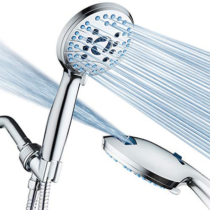 AquaCare 8-mode High Pressure Handheld Shower Head with 2-mode Power Wash | Stay Clean Nozzles, Dual Power Wash for Tub, Tile & Pets, Long 6 ft. Stainless Steel Hose, Wall & Overhead Brackets / Chrome - color: Premium Chrome, style: 2.5 Gallon Per Minute